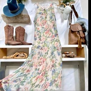 Italian SILK maxi floral dress w beach resort cruise 
vacay luxury costal vibe